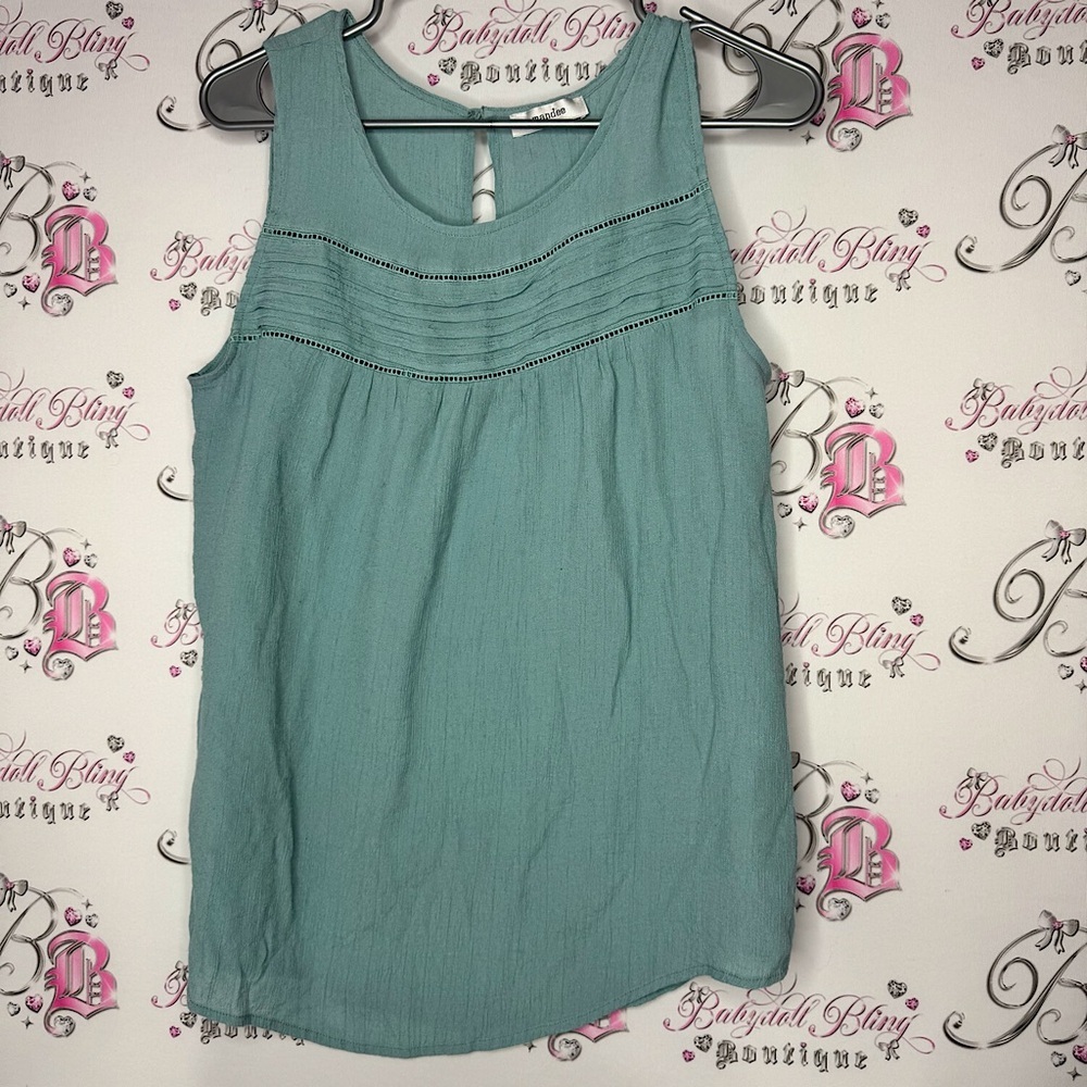 Mandee tank top crochet blue boho sea ocean beach flowy comfy bohemian beachy
